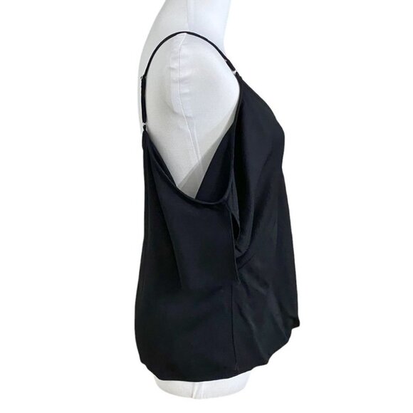 T ALEXANDER WANG BLACK METALLIC CHAIN V-NECK COLD SHOULDER TOP - 6 - Picture 4 of 12